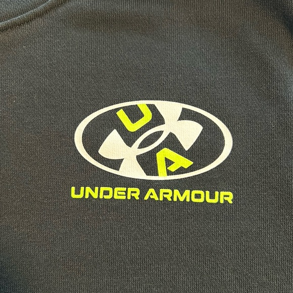 Under Armour Hoodie Youth Size XL Black Neon Green Front Pocket - Picture 2 of 6